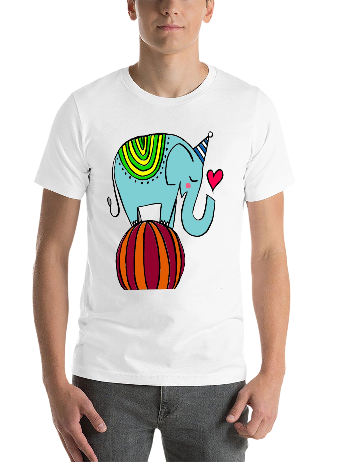 Black Elephant on Ball Graphic Tee - Cute Cartoon Style view 14