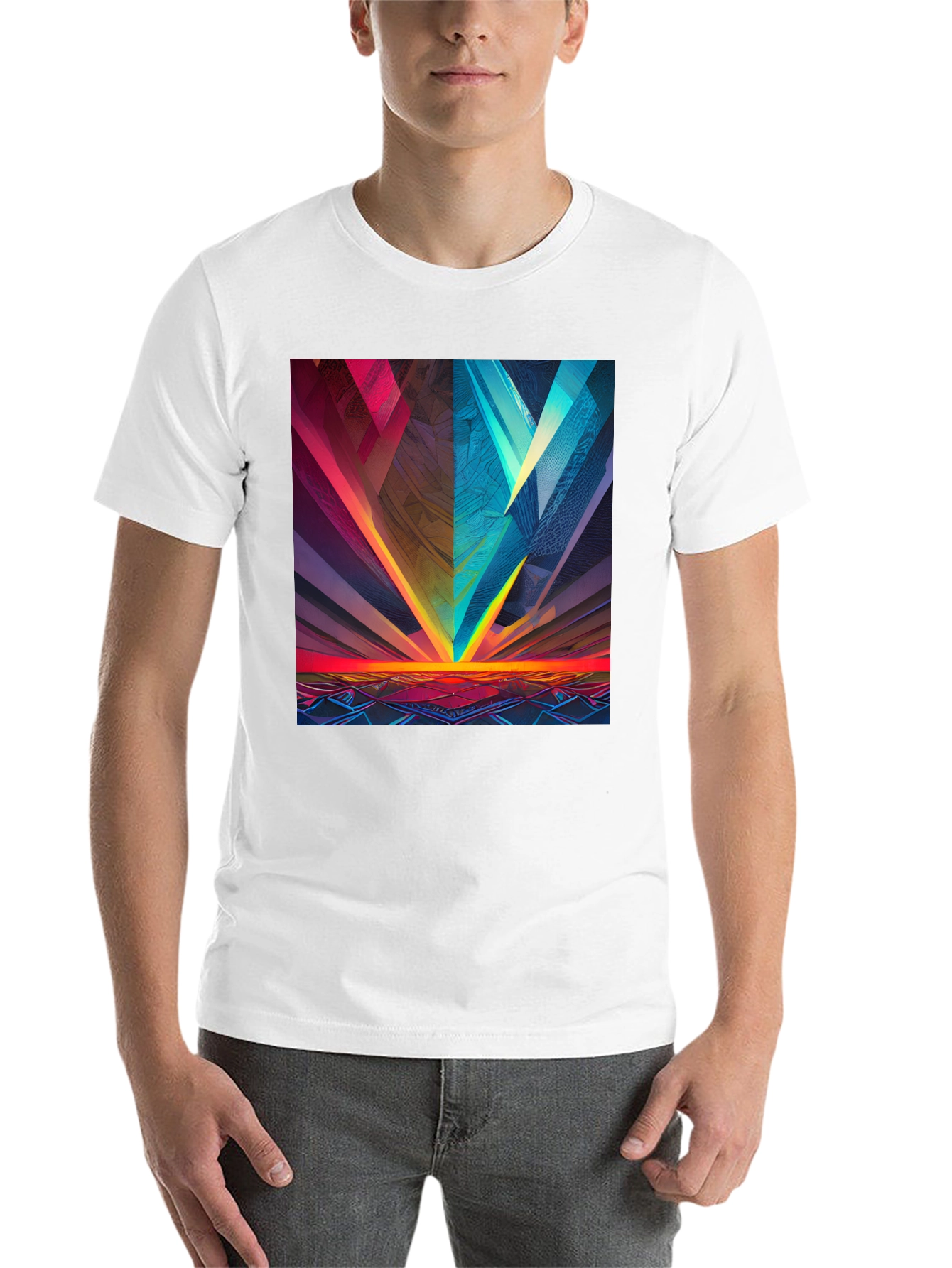 Black Abstract Geometric Graphic Print Black Tee view 14