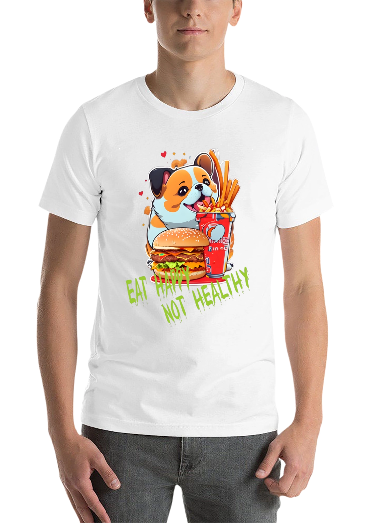 Black Eat Happy Not Healthy T-Shirt view 14