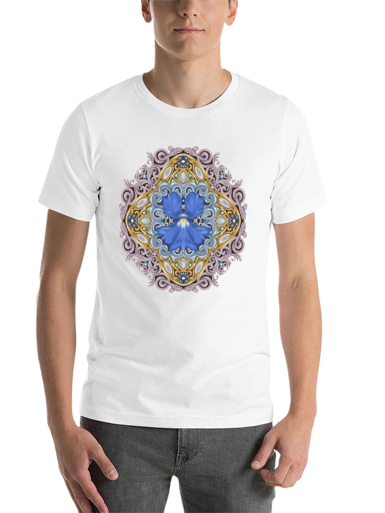 Black Floral Mandala Graphic Black T-Shirt view 14