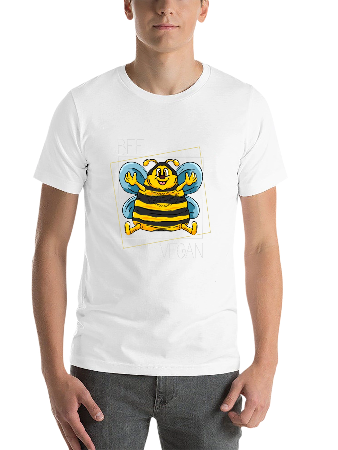 Black Bee Vegan Graphic Tee - Black Unisex T-Shirt view 14