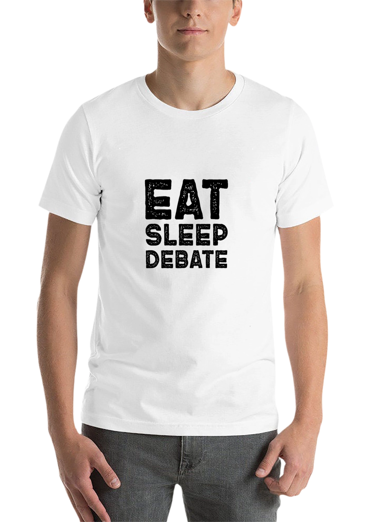 Black Eat Sleep Debate T-Shirt - Black Cotton Casual Tee view 14