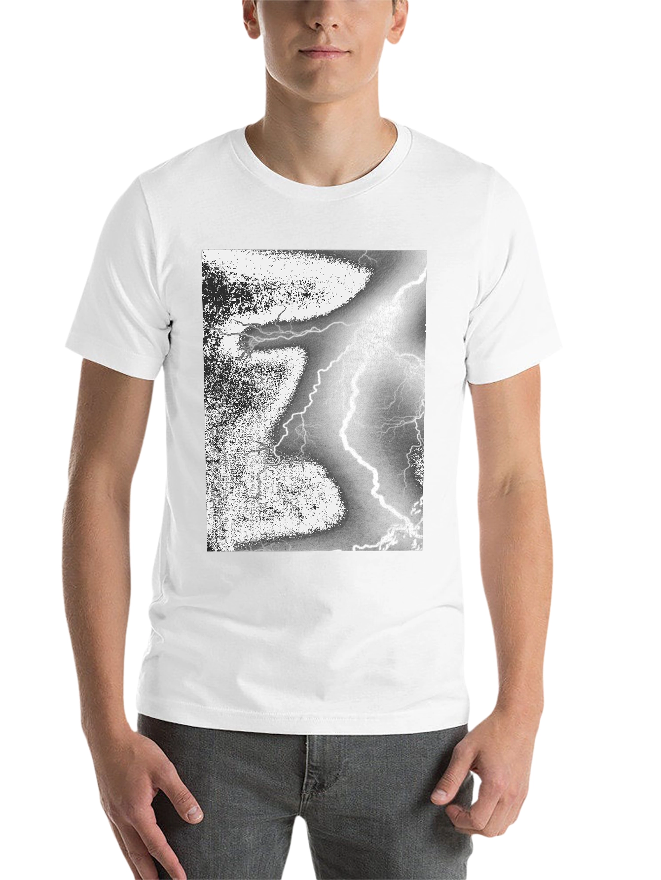 Black Black T-Shirt with Lightning Strike Graphic view 14