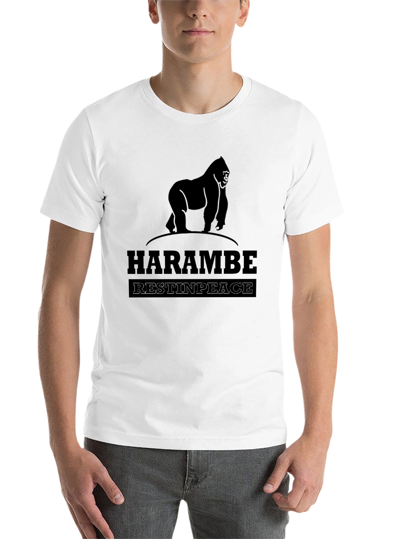 Black Harambe Rest In Peace Graphic T-Shirt view 14