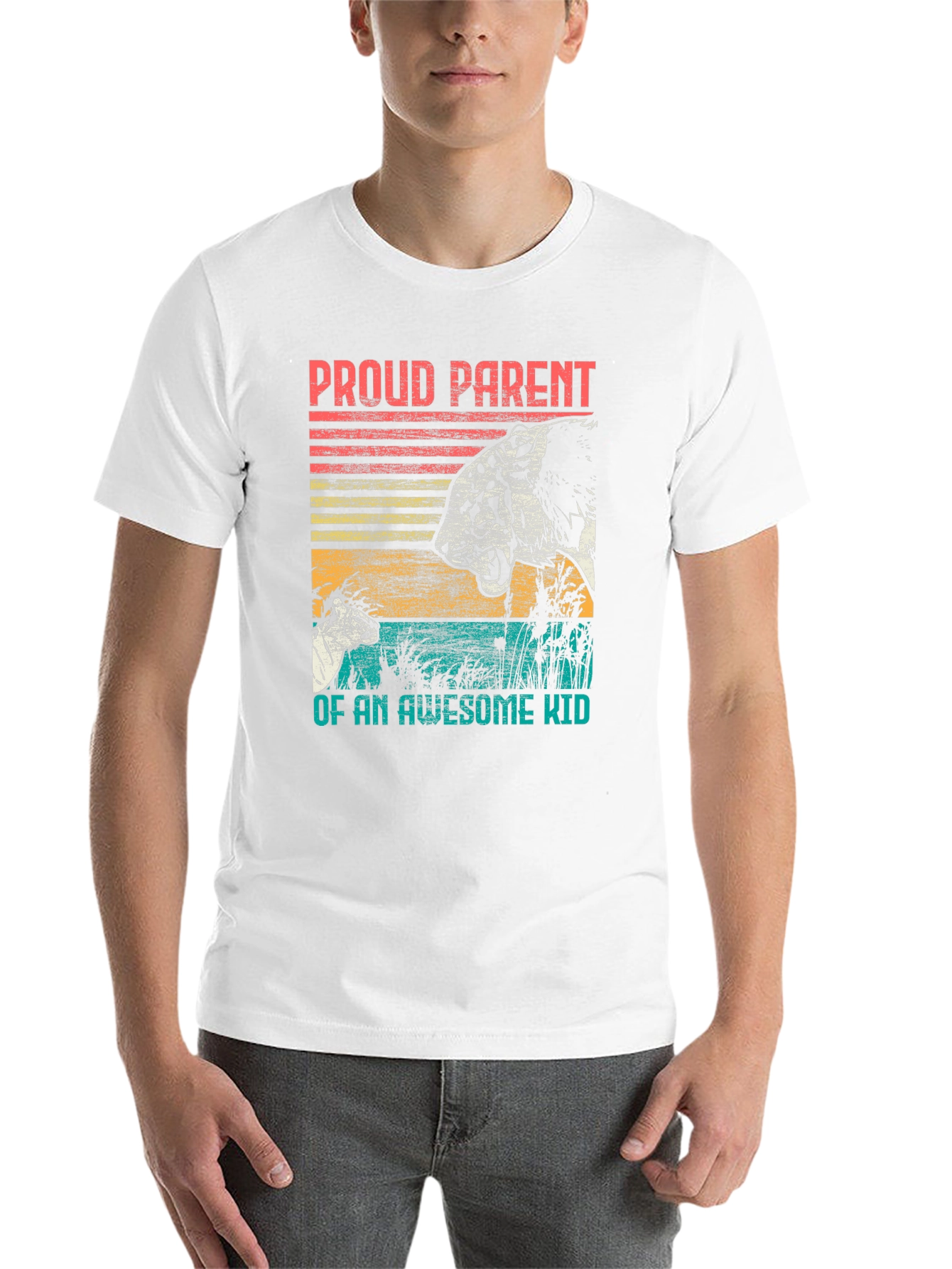 Black Proud Parent Awesome Kid Tiger Graphic T-Shirt view 14