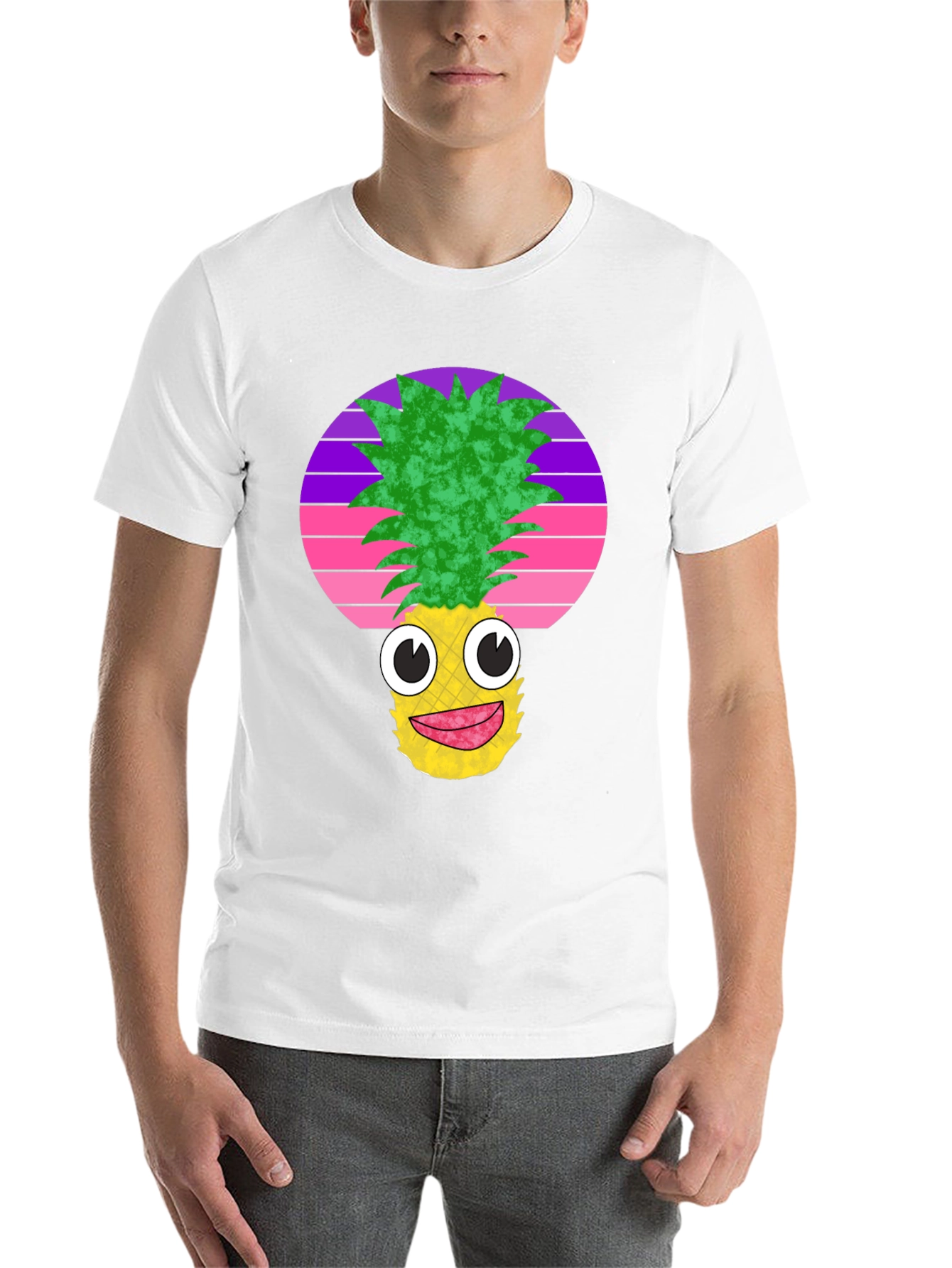 Black Funny Pineapple Face Black T-Shirt view 14