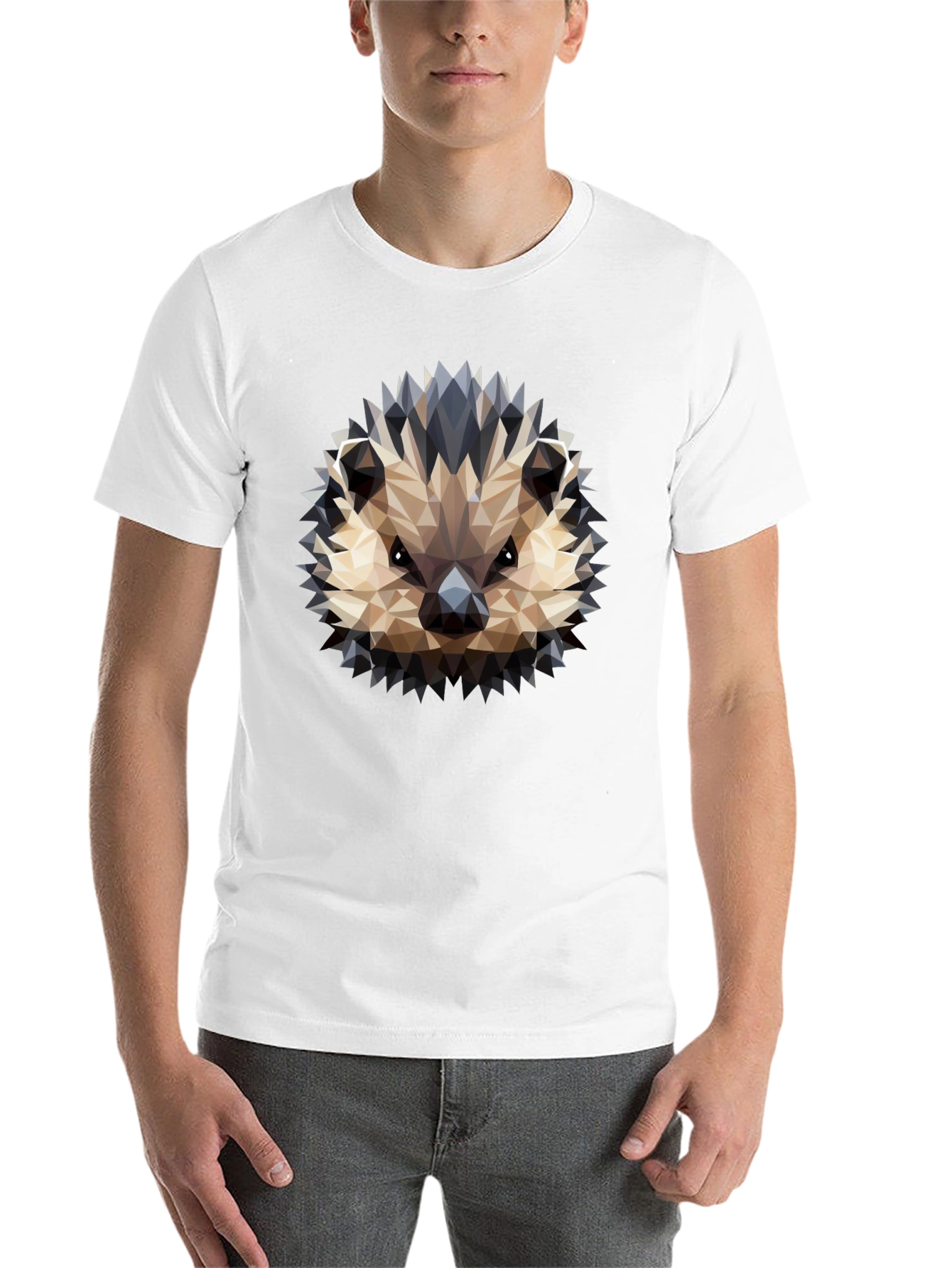 Black Geometric Hedgehog Graphic Black T-Shirt view 14