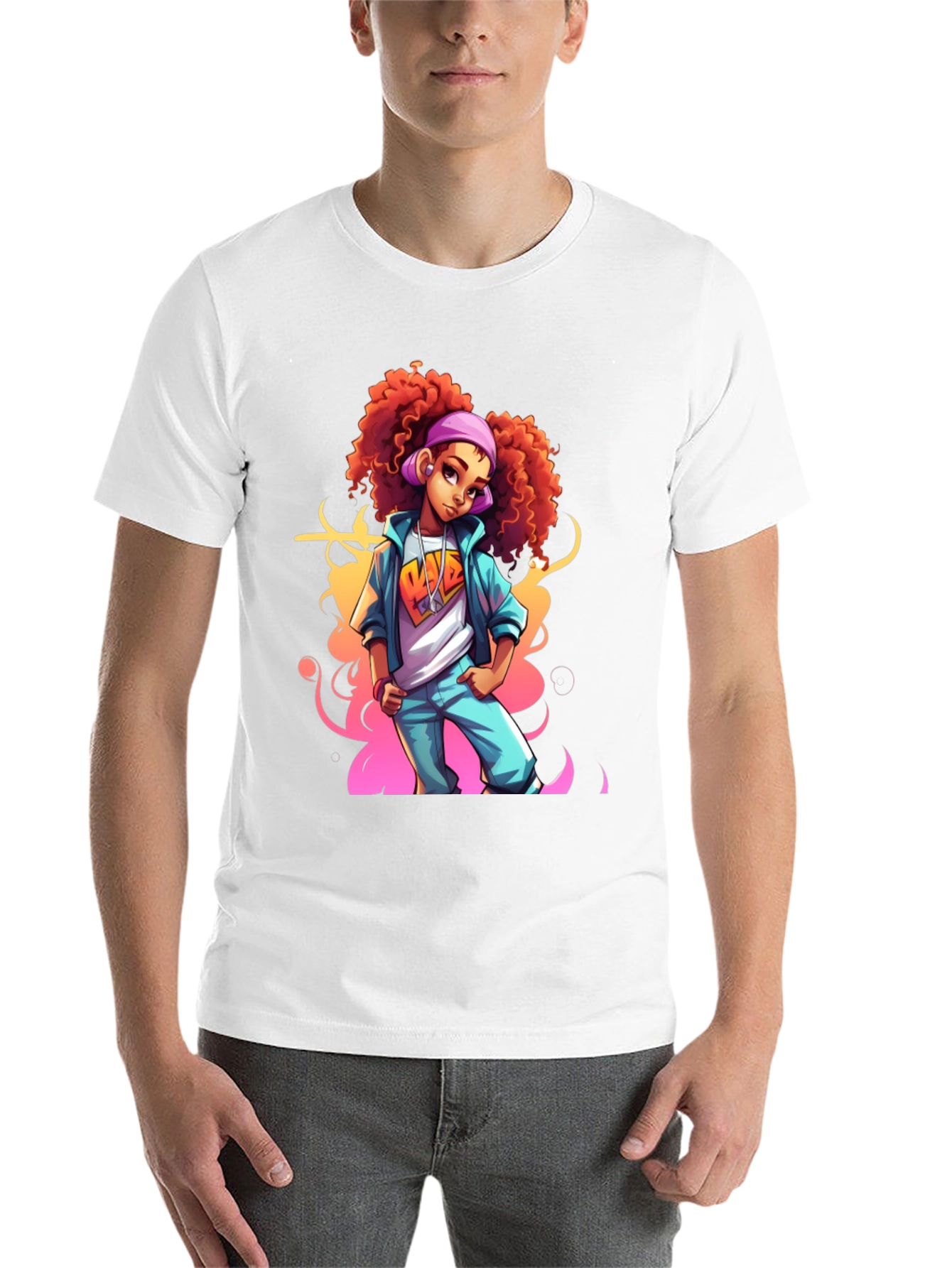 Black Cartoon Girl Graphic Black T-Shirt view 14