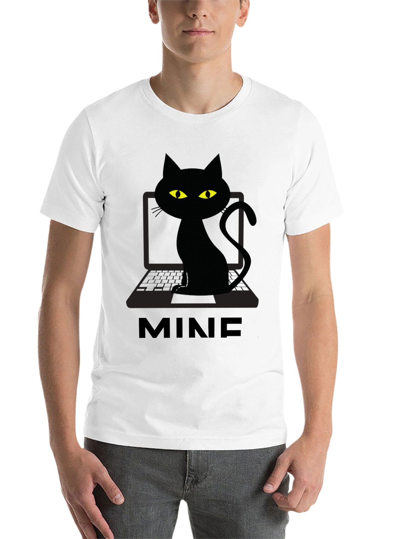 Black MINE Cat Laptop Graphic Tee - Black view 14