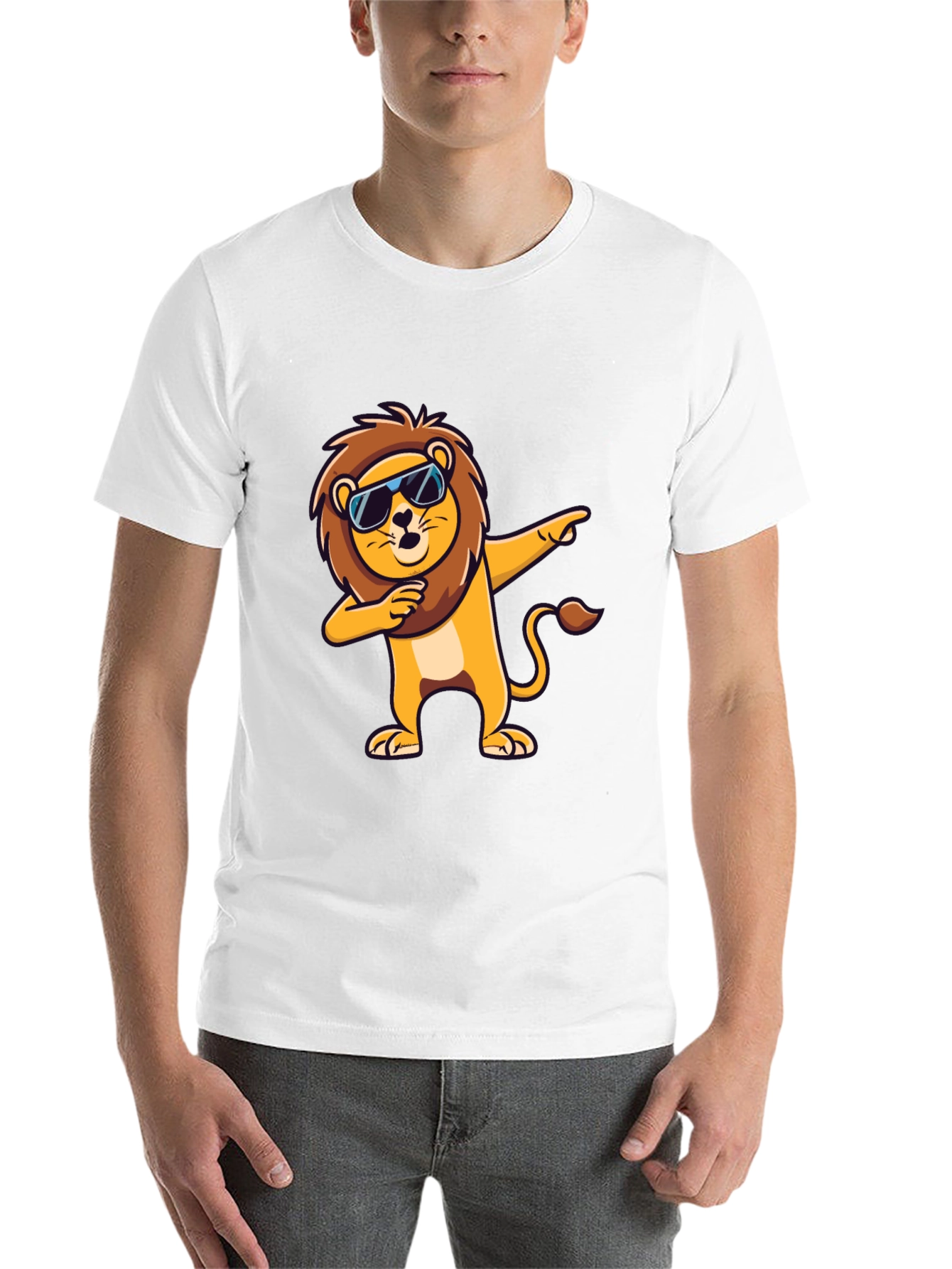 Black Cool Lion Dabbing Graphic Tee - Black T-Shirt view 14