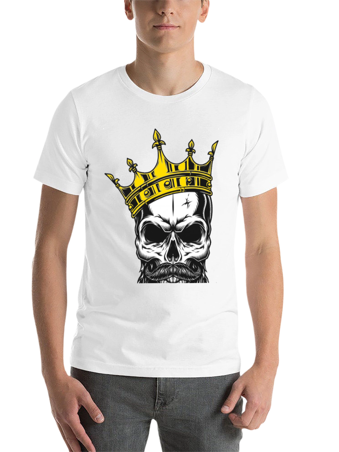 Black Skull King Graphic Tee - Black Cotton T-Shirt view 14