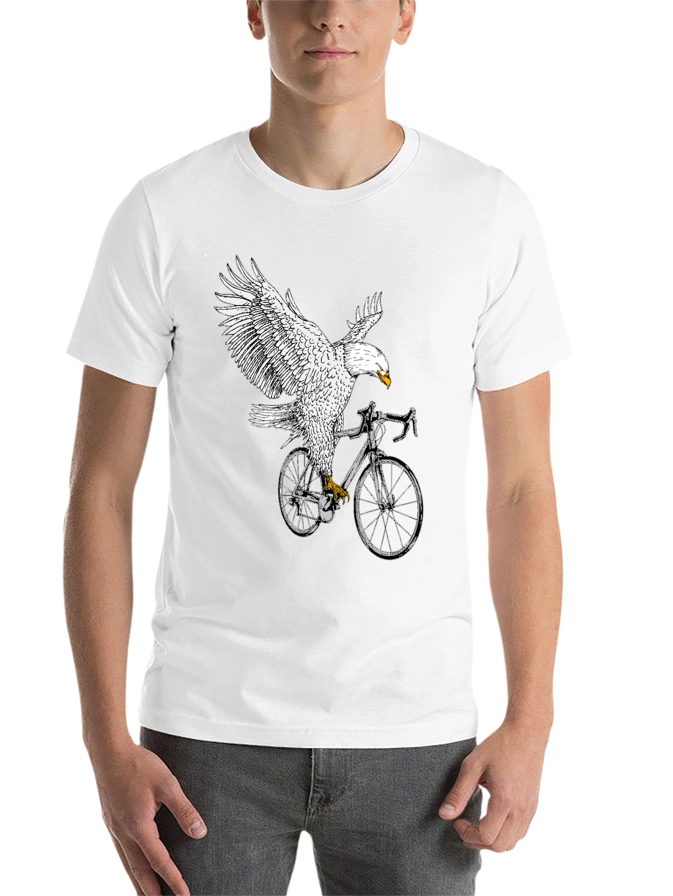 Black Eagle Riding Bike Graphic Tee - Black view 14