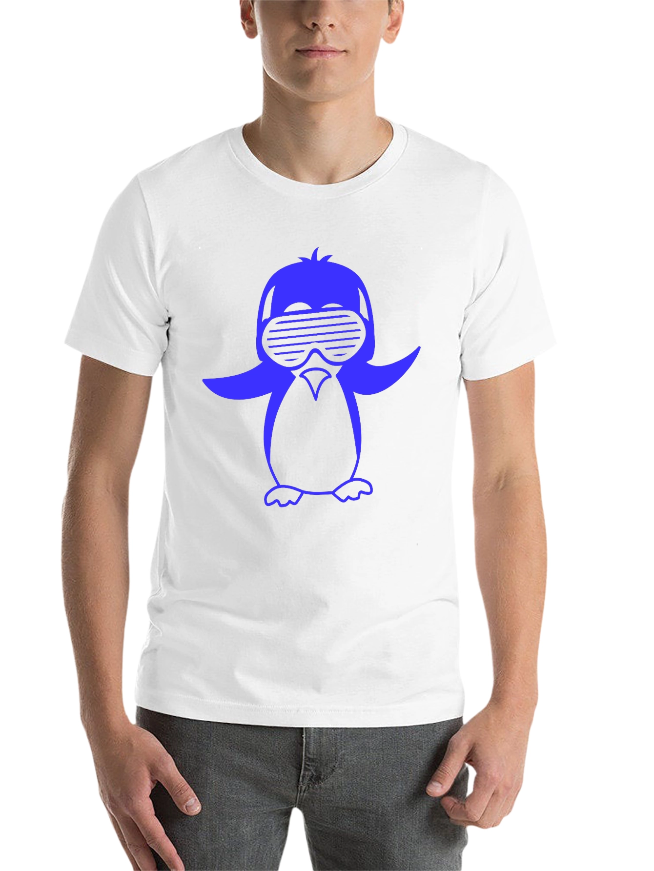 Black Cool Penguin Graphic Tee - Black Cotton Blend Shirt view 14