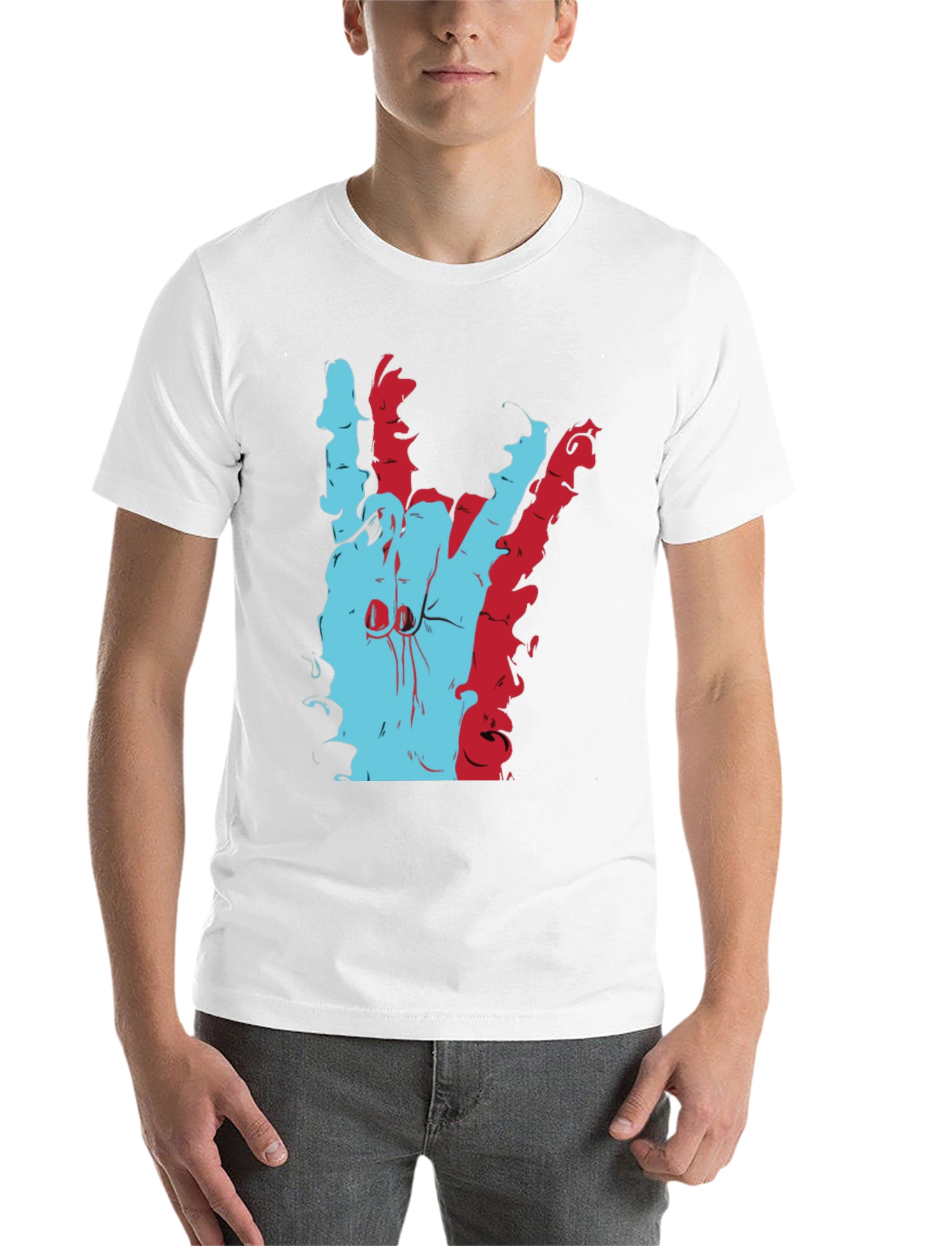 Black Retro Hand Sign T-Shirt - Cool Graphic Tee view 14