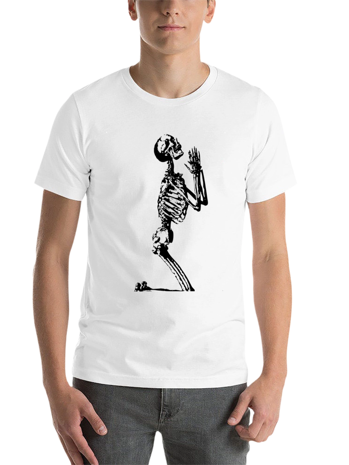 Black Praying Skeleton Graphic Tee - Black view 14