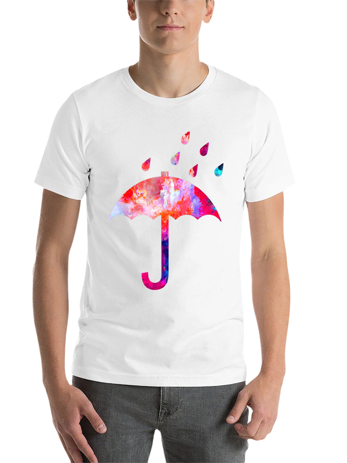 Black Colorful Umbrella Graphic T-Shirt view 14