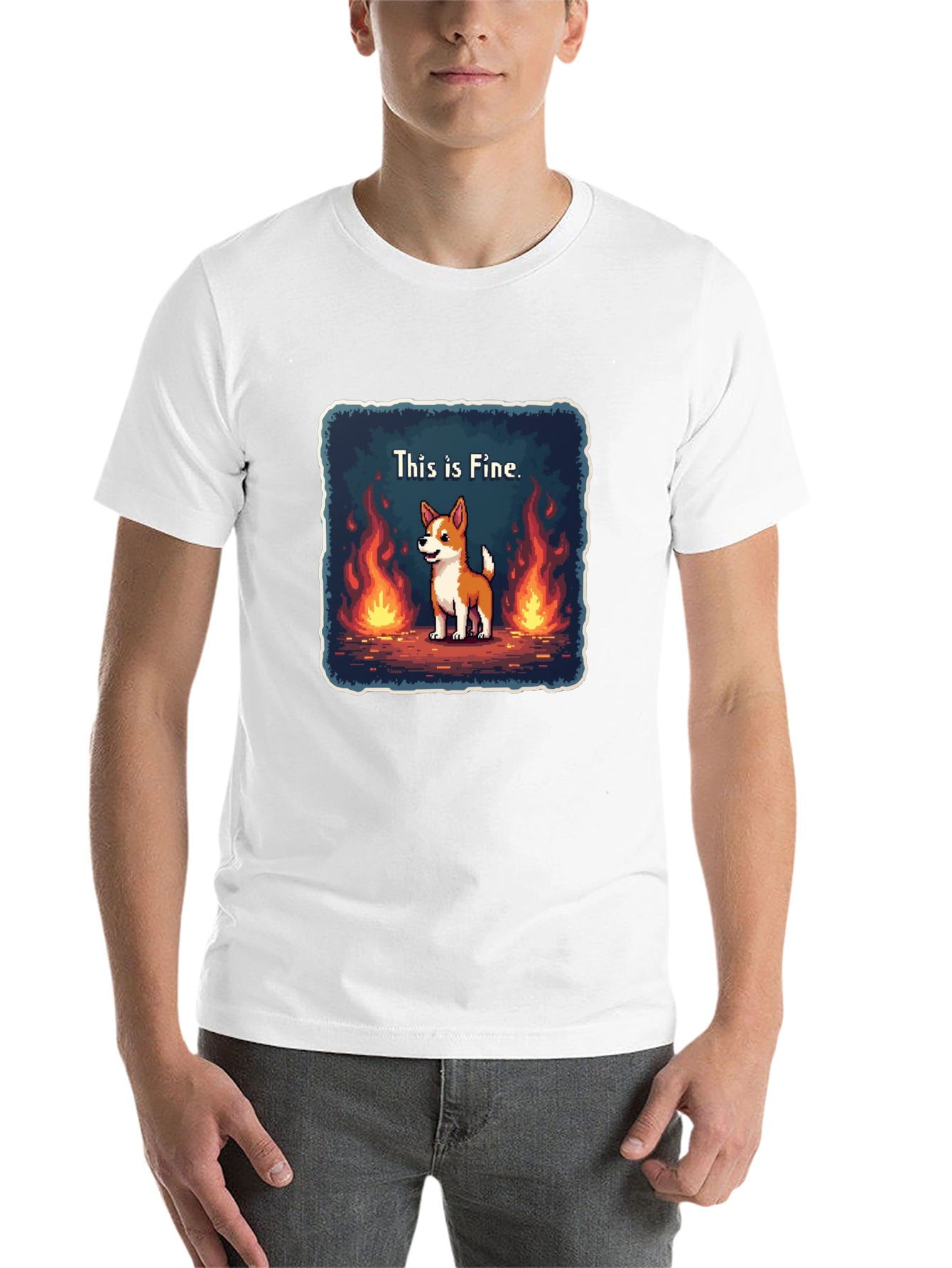 Black This Is Fine Dog Meme T-Shirt - Burning Situation Comfort Tee view 14