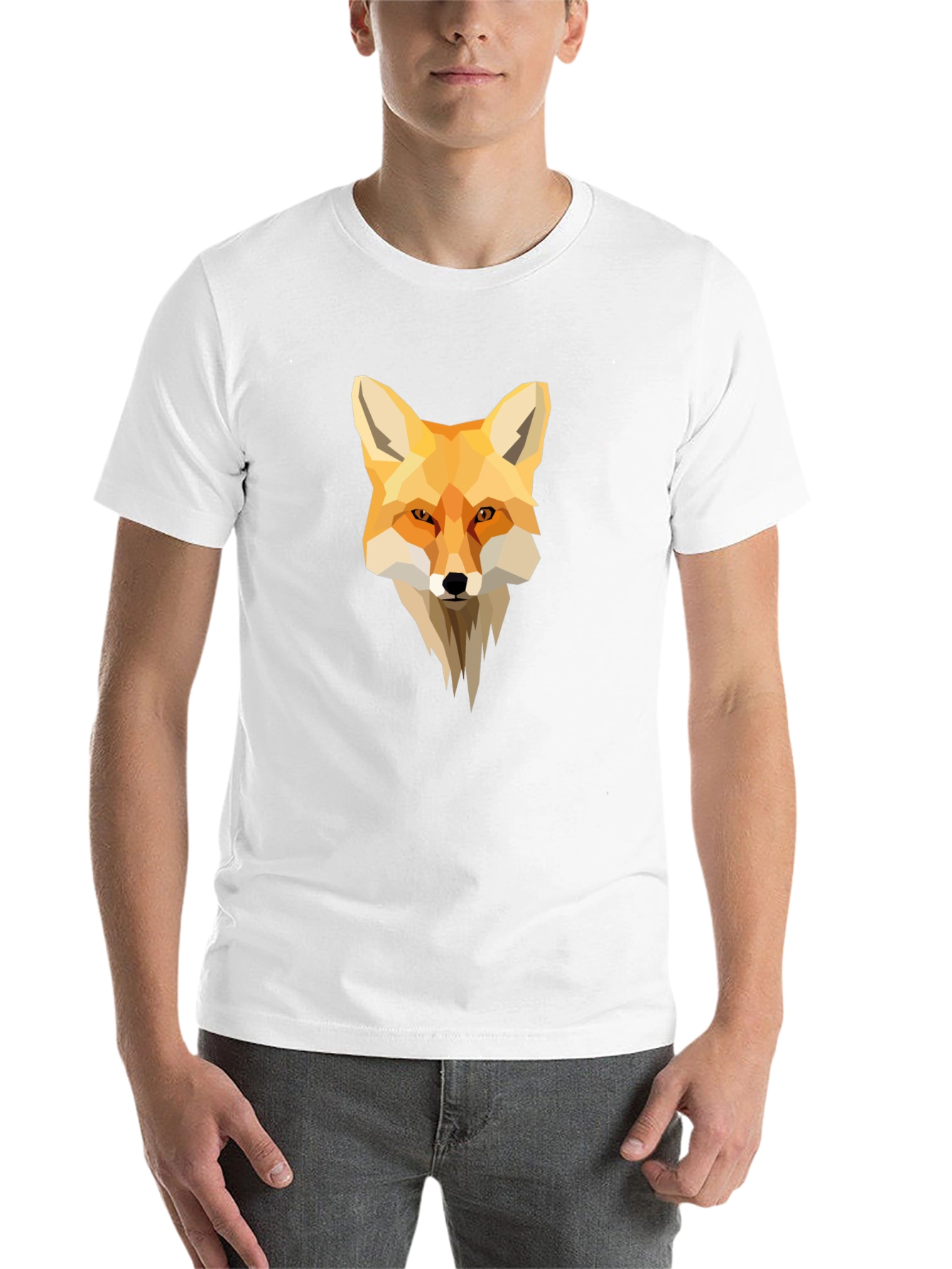 Black Geometric Fox Graphic Black T-Shirt view 14
