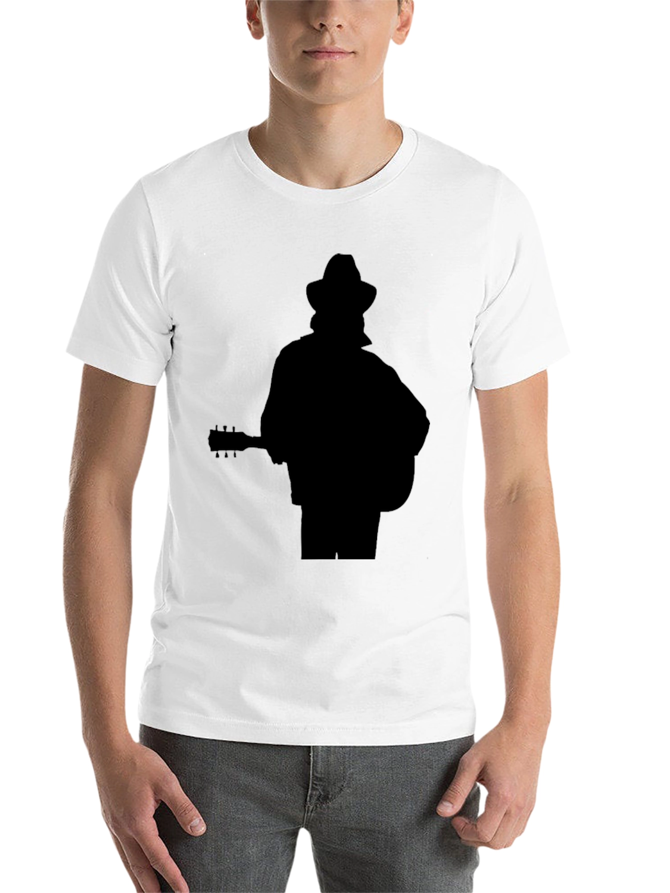 Black Musician Silhouette Graphic Tee - Black Cotton Casual Shirt view 14
