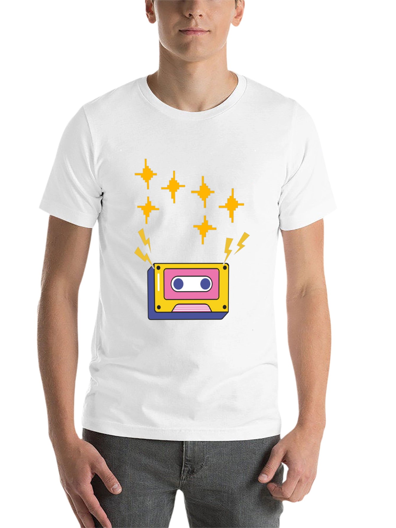 Black Retro Cassette Tape Graphic Tee - Black Short Sleeve Shirt view 14