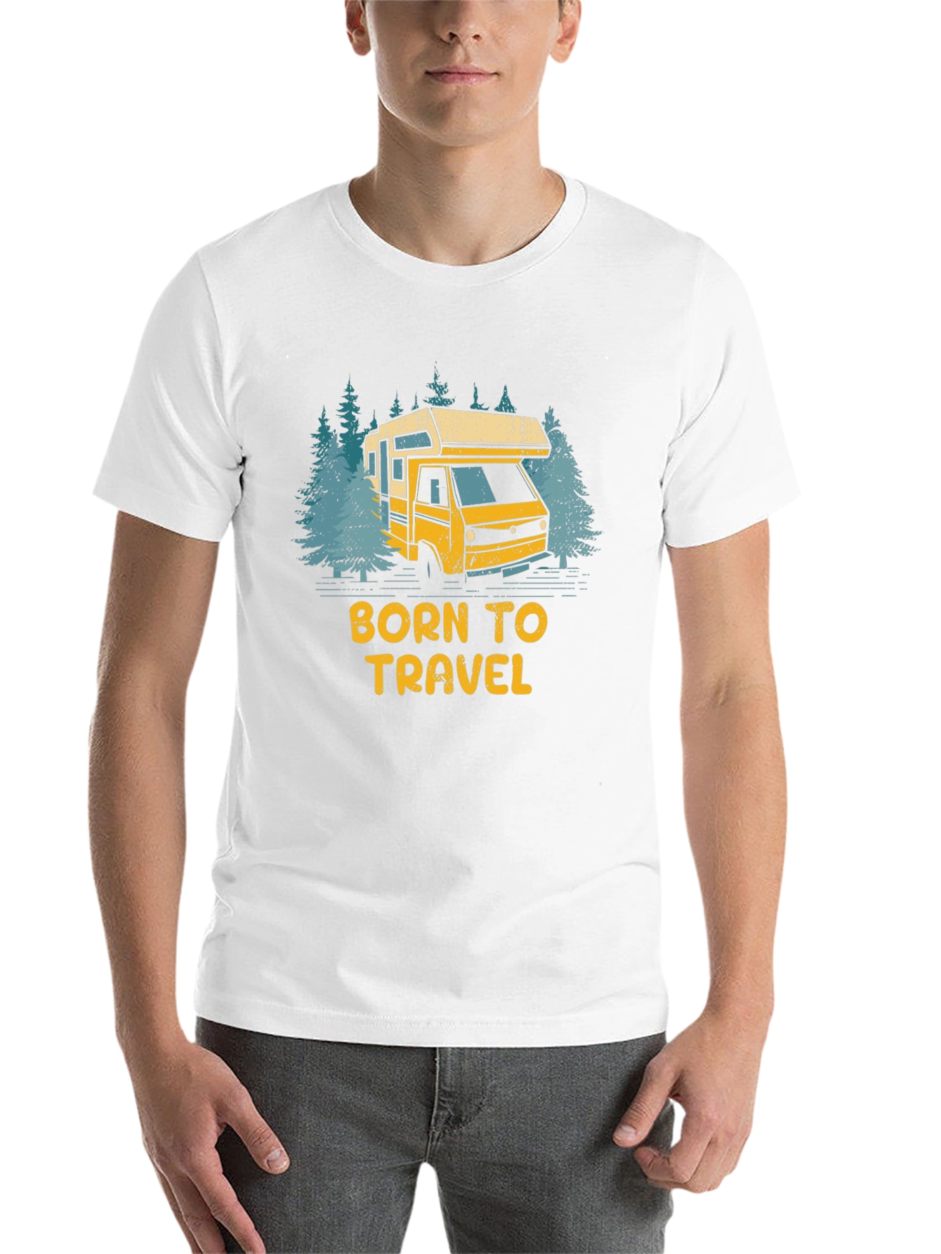 Black Born to Travel RV Camping T-Shirt view 14