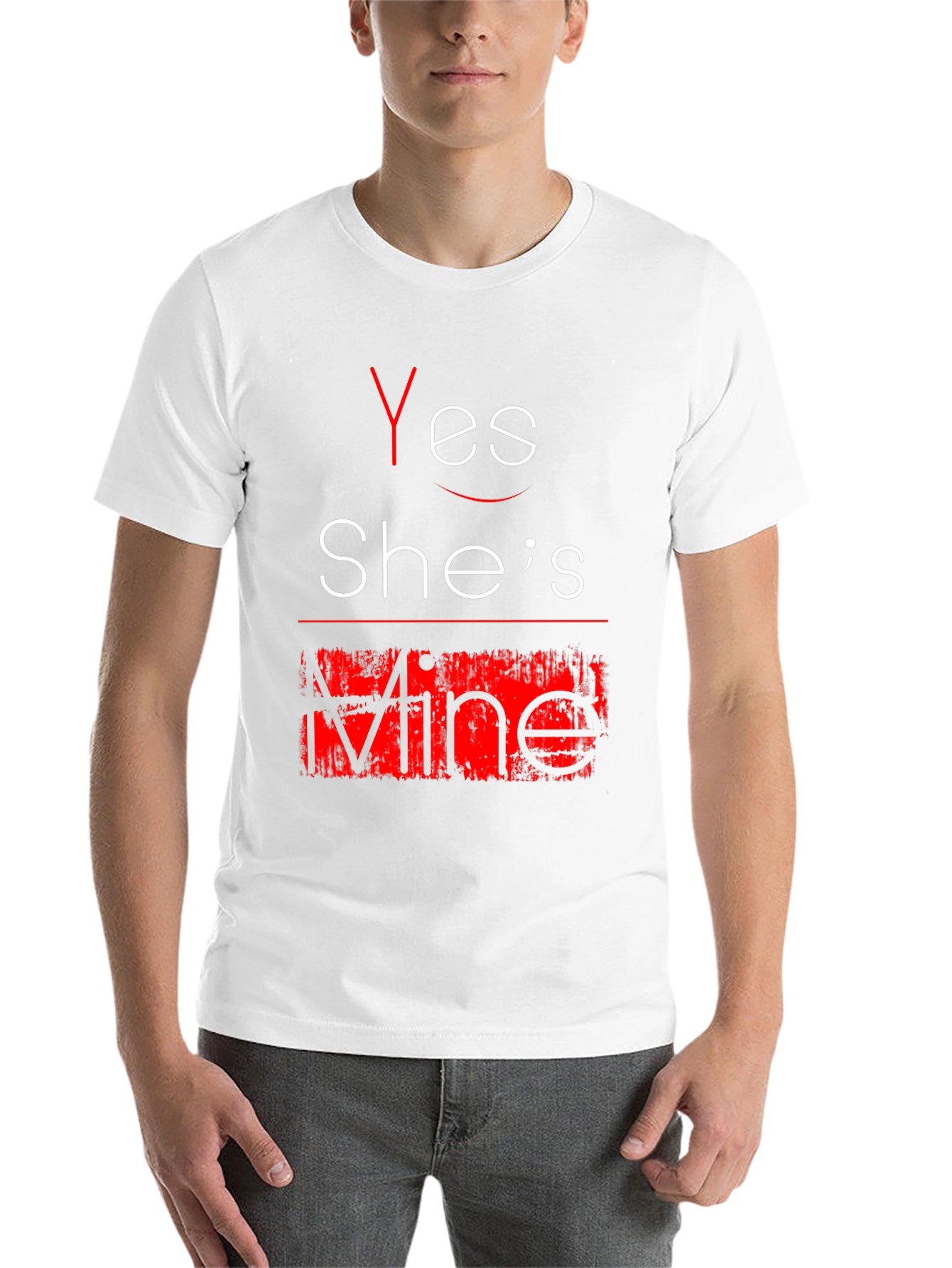 Black Yes She's Mine Funny Graphic Tee - Black T-Shirt view 14