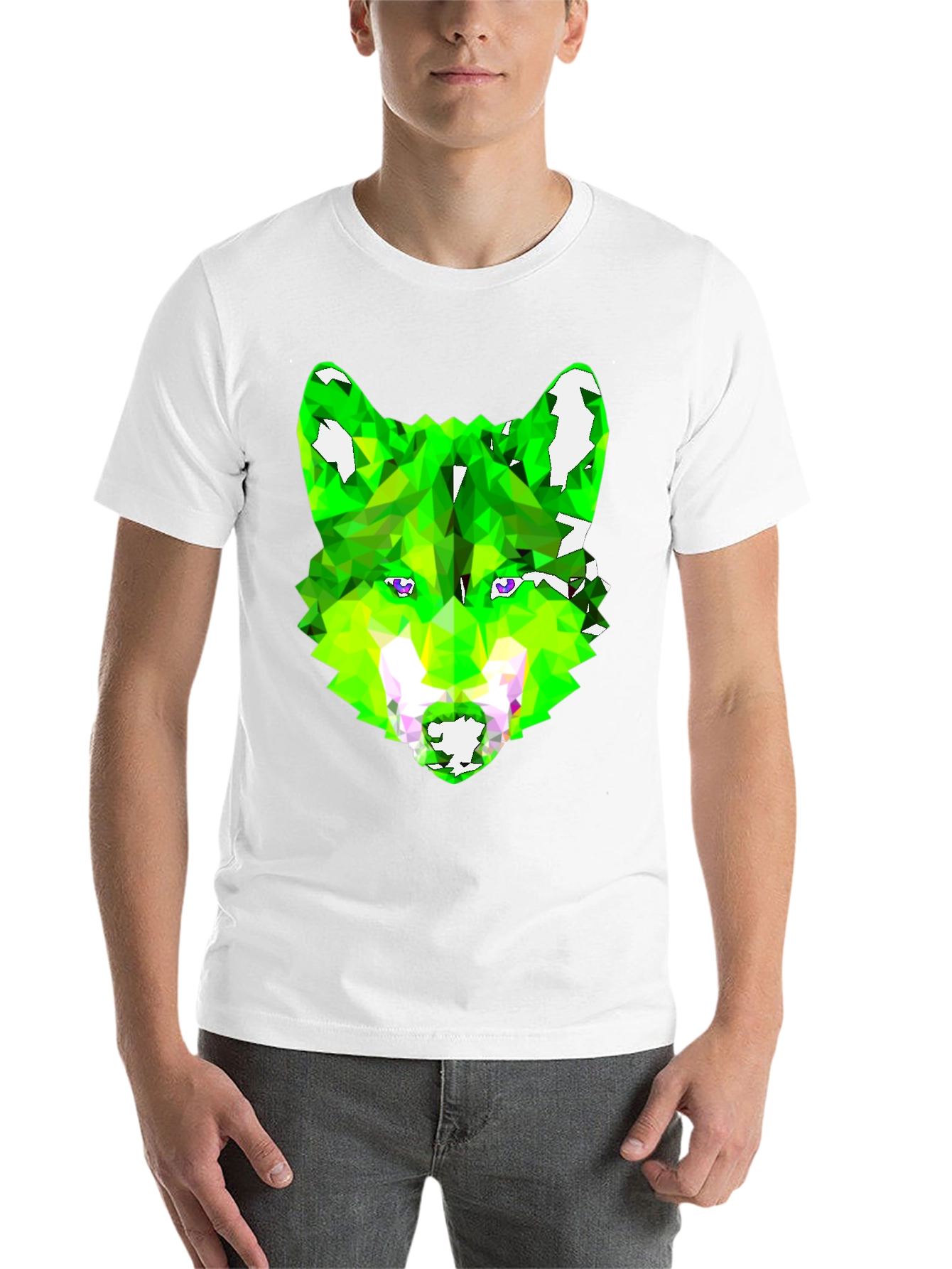 Black Geometric Wolf Graphic Tee - Black view 14