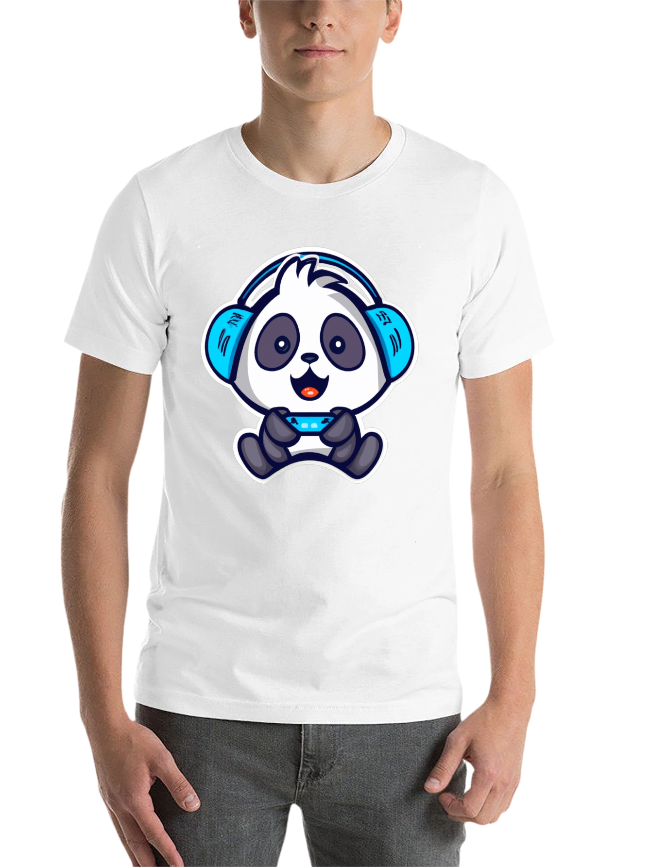 Black Gamer Panda T-Shirt - Cool Cartoon Design view 14