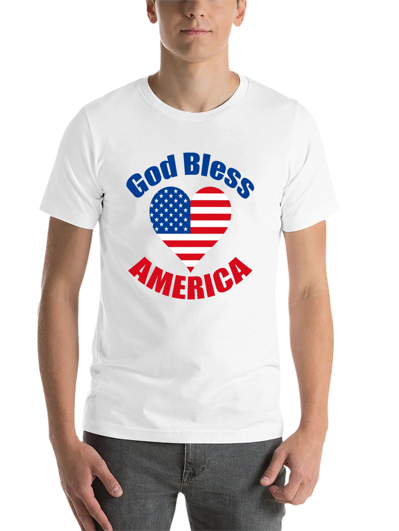 Black God Bless America T-Shirt Patriotic Heart Flag Tee view 14