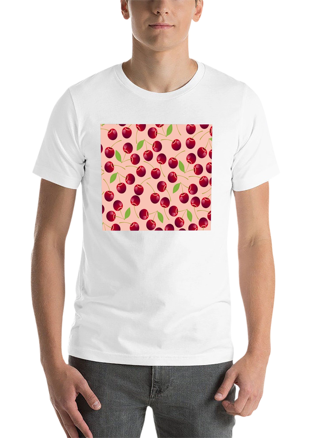 Black Cherry Pattern Tee - Black Cotton Casual view 14