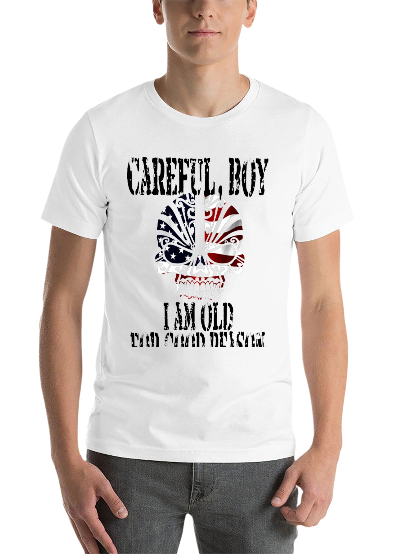 Black Careful Boy I am Old T-Shirt view 14