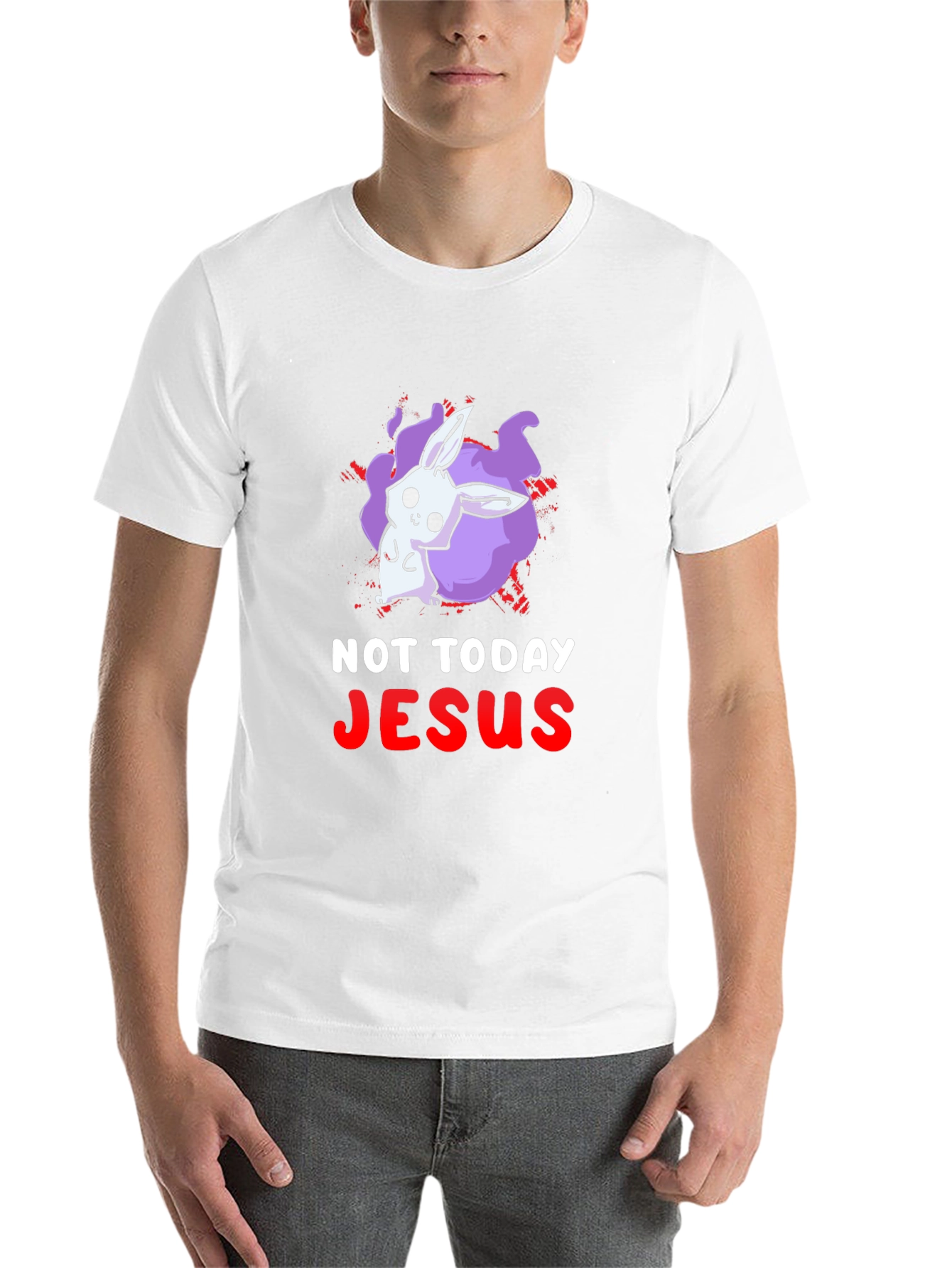 Black Not Today Jesus Bunny Graphic T-Shirt view 14