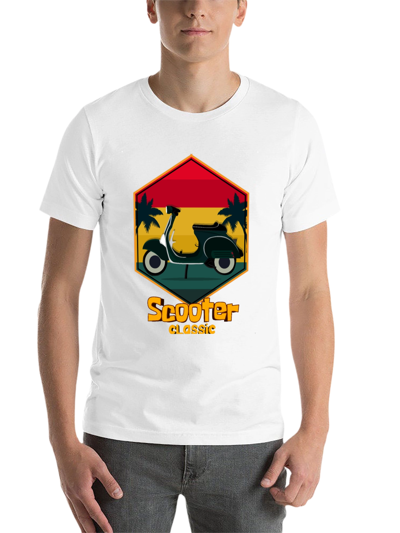 Black Retro Scooter Classic T-Shirt - Vintage Design view 14