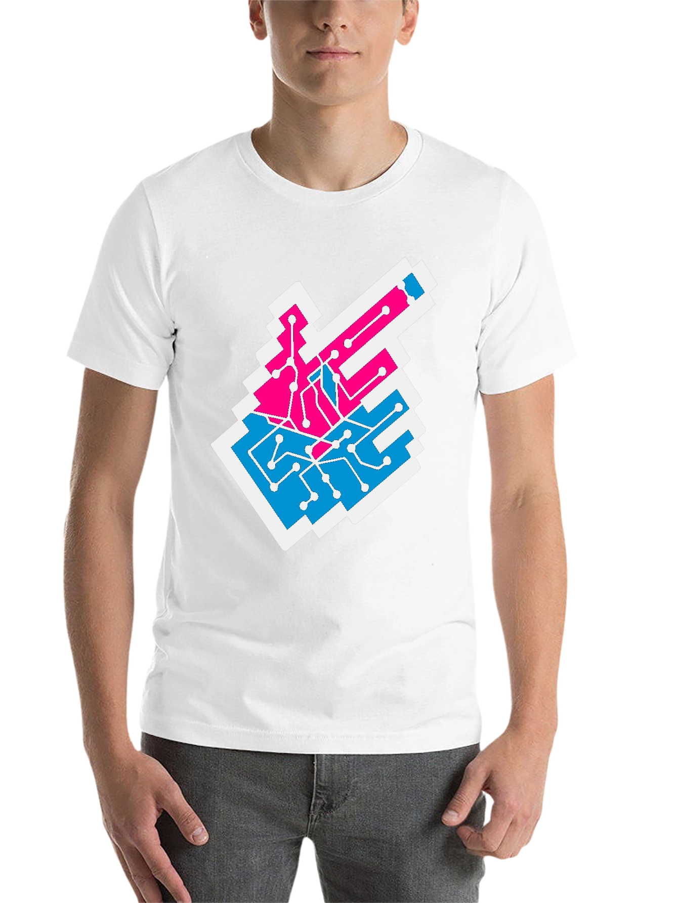 Black Circuit Board T-Shirt - Pink & Blue Tech Style view 14