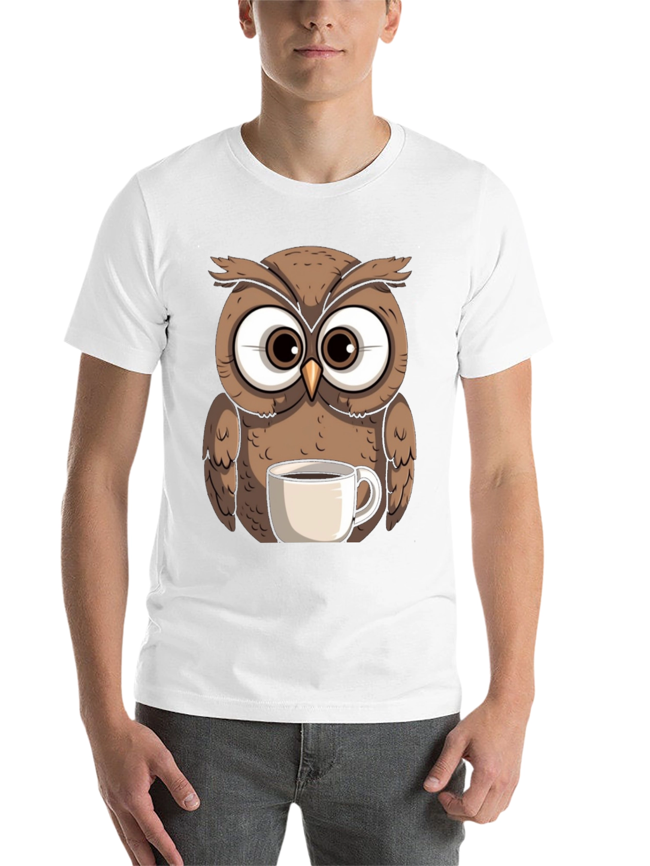 Black Owl with Coffee Mug Graphic Tee view 14