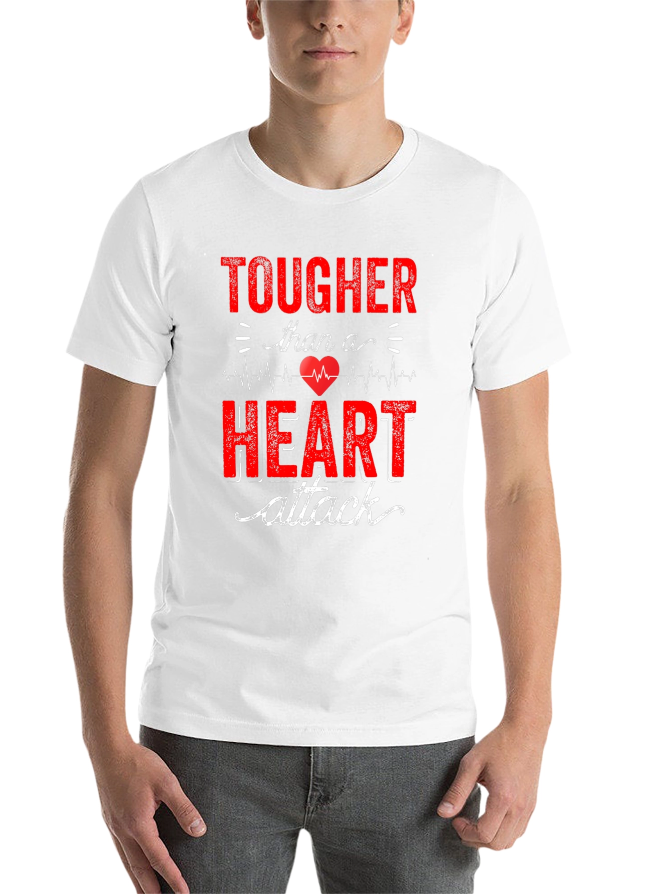 Black Tougher Than a Heart Attack Graphic Tee view 14