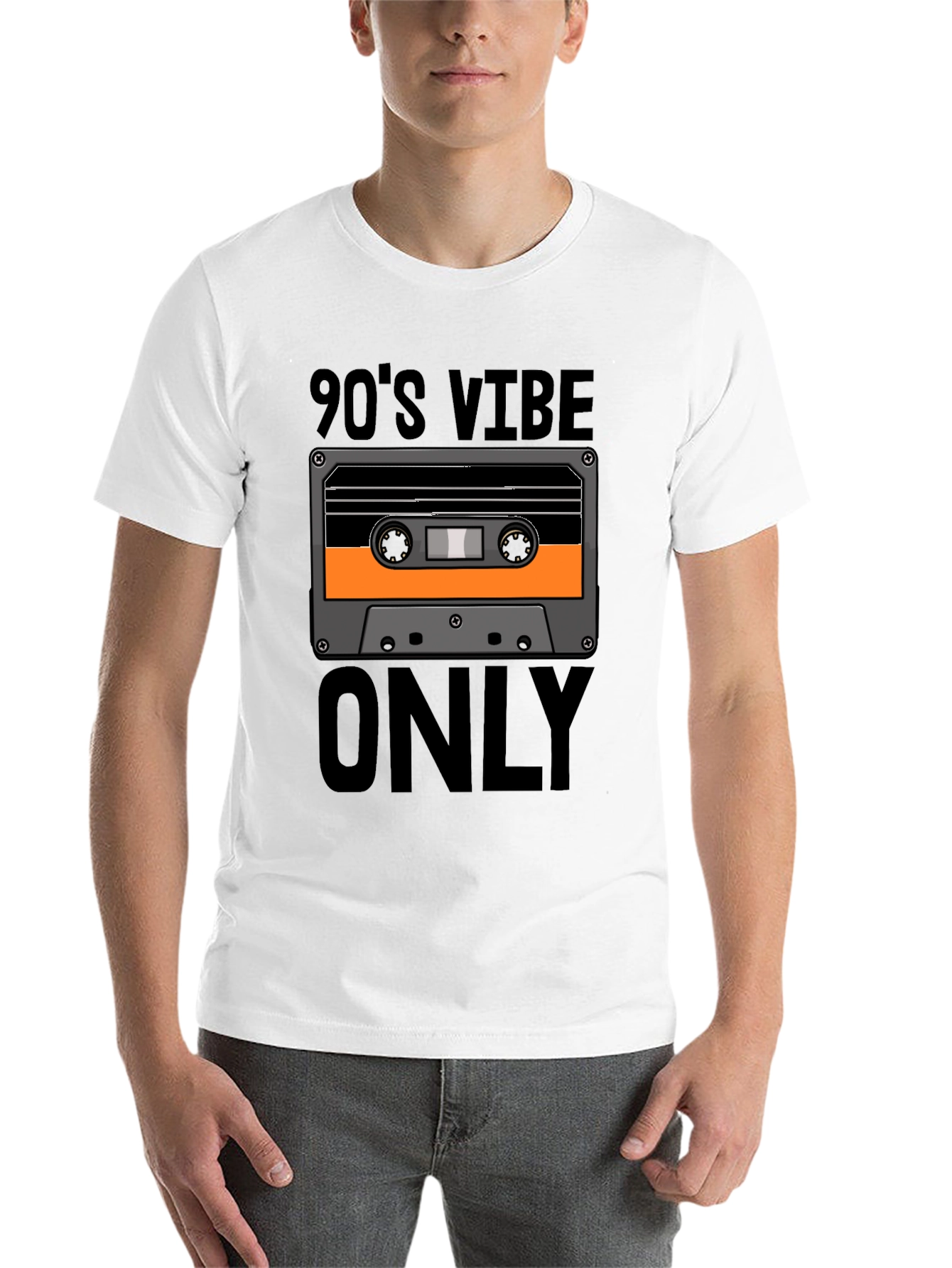 Black 90's Vibe Only Graphic Tee - Retro Cassette T-Shirt view 14