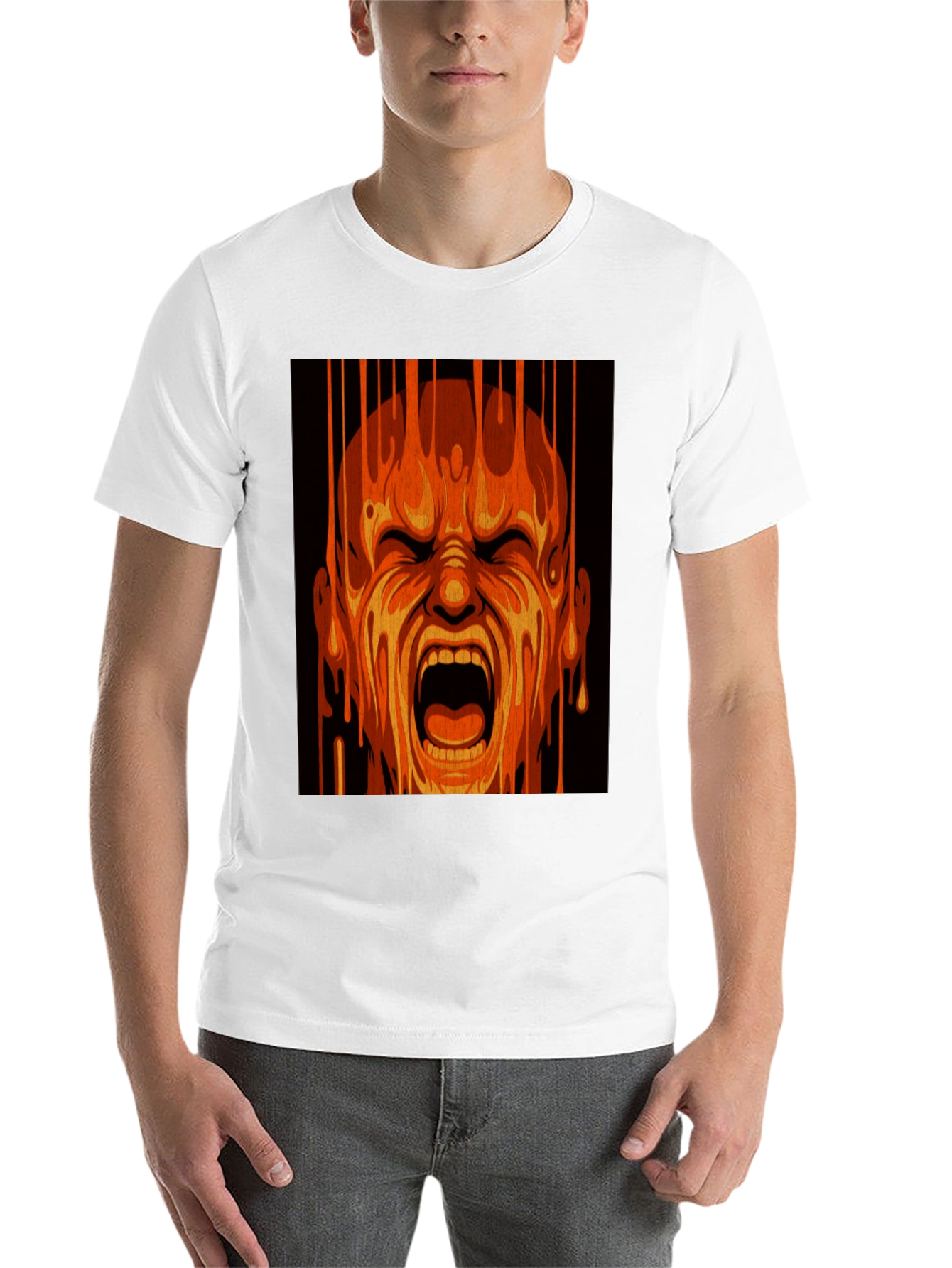 Black Fiery Scream Graphic Tee - Bold Statement Shirt view 14