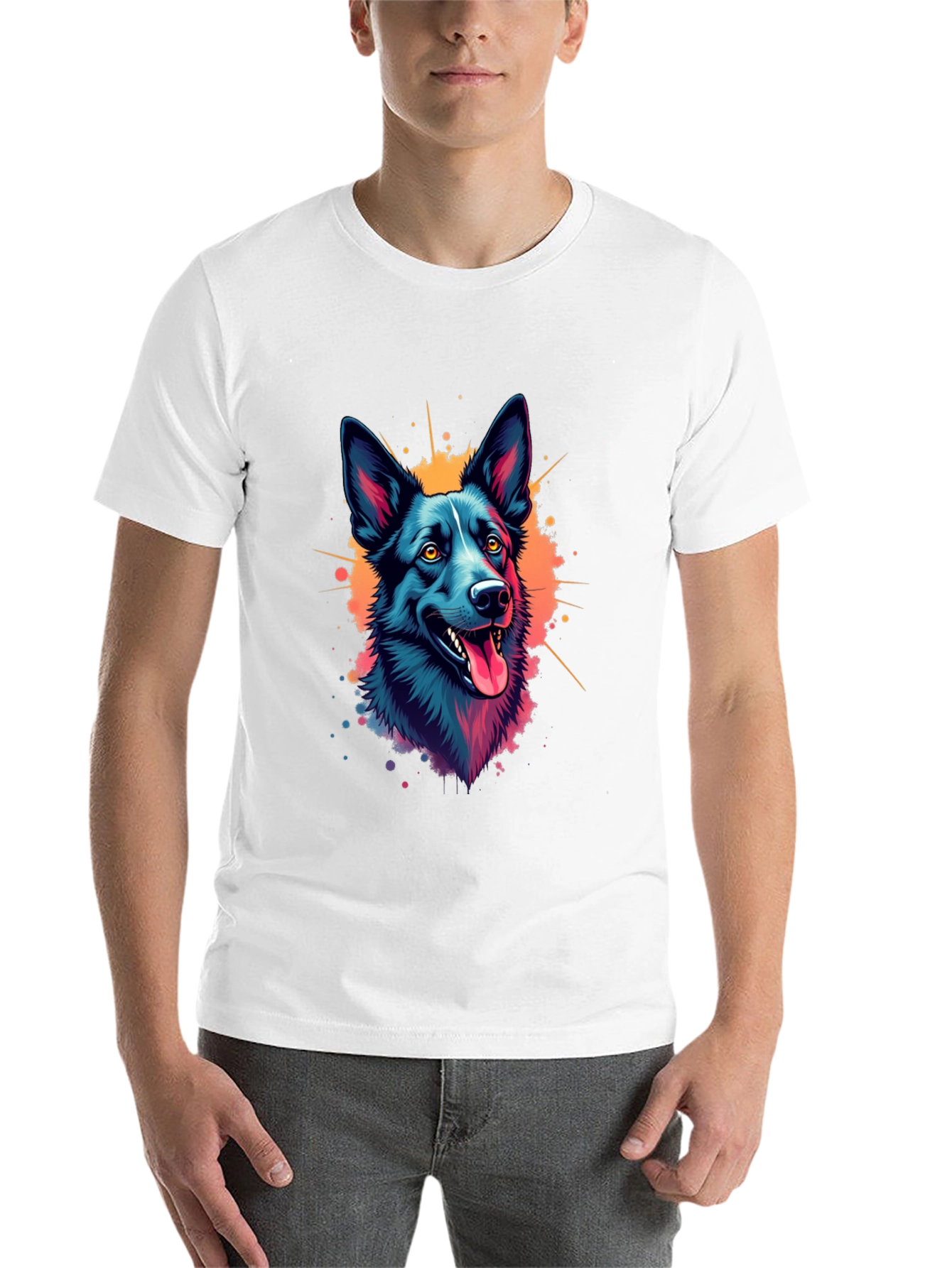 Black Vibrant Dog Graphic T-Shirt - Black view 14