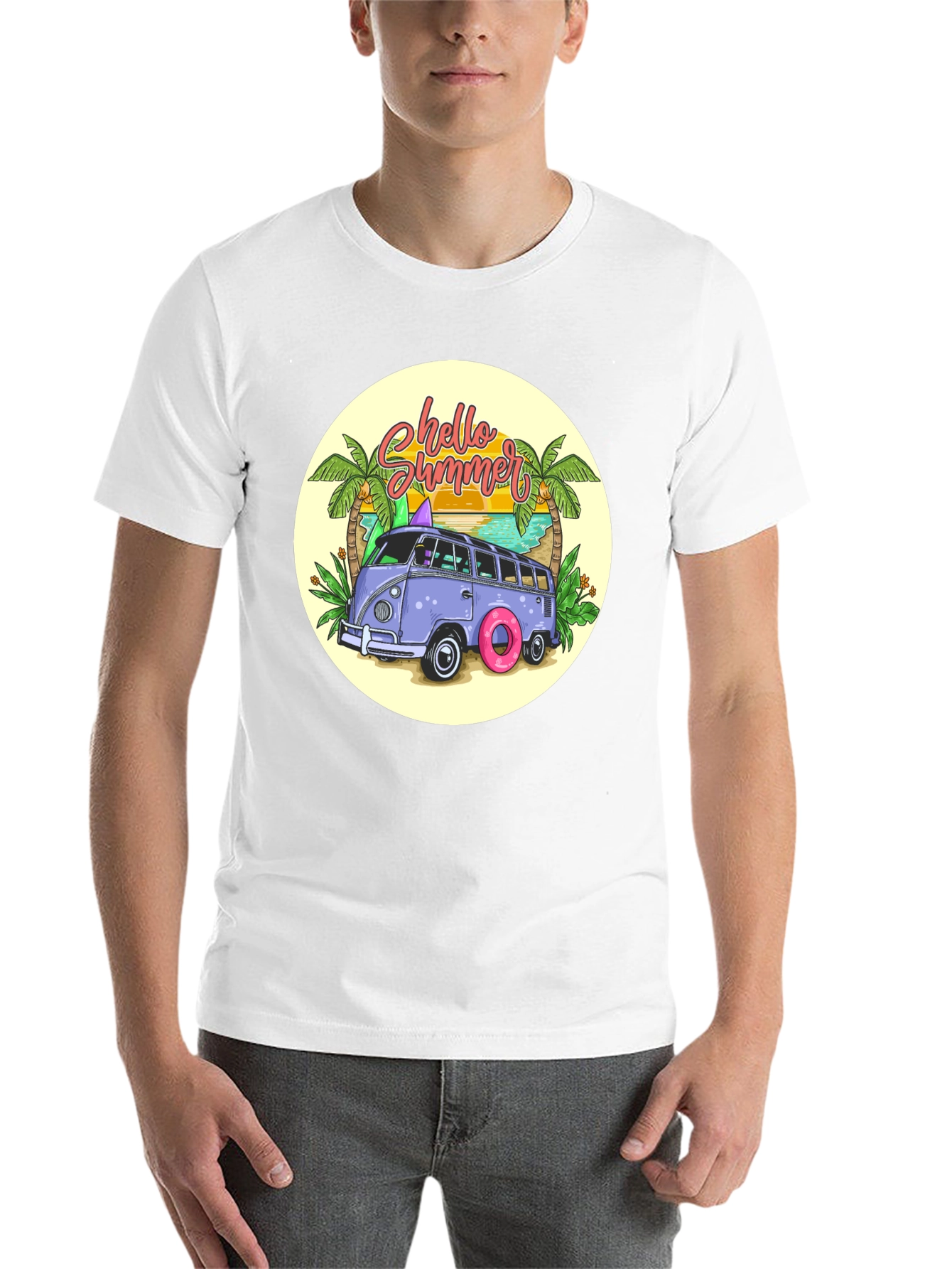 Black Summer Beach Van T-Shirt view 14