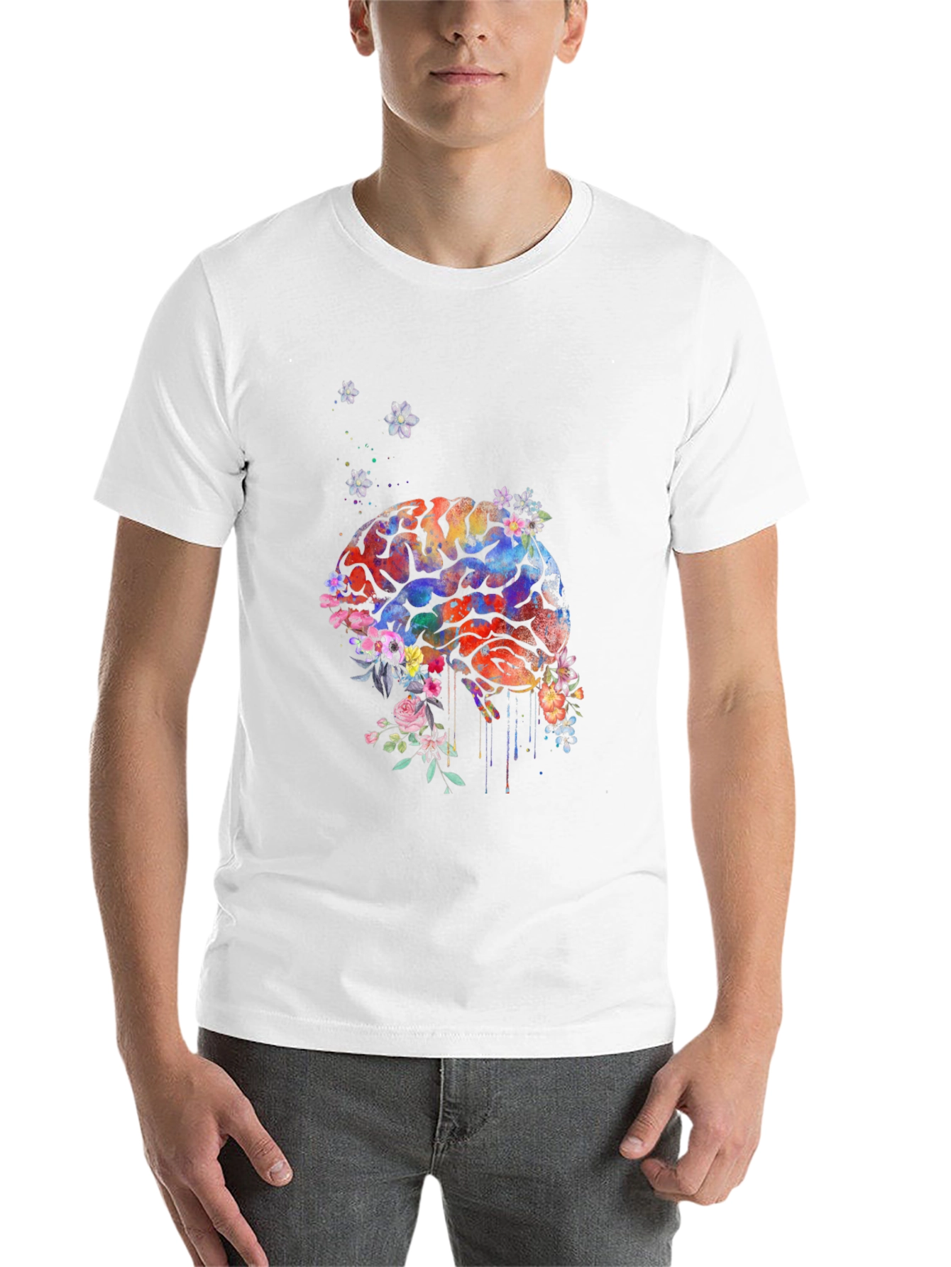 Black Brain Flowers T-Shirt - Artistic Graphic Tee view 14