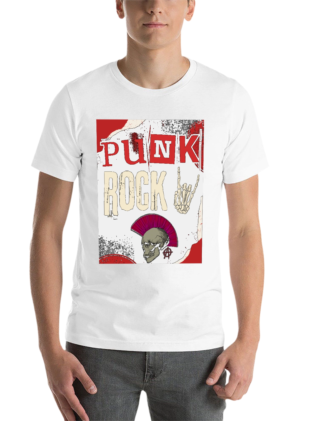 Black Punk Rock Graphic Tee - Edgy Skull Design view 14