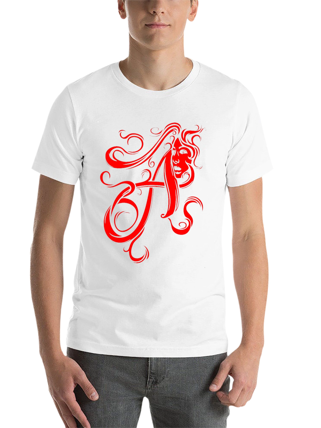 Black Red Artistic Letter A Black T-Shirt view 14
