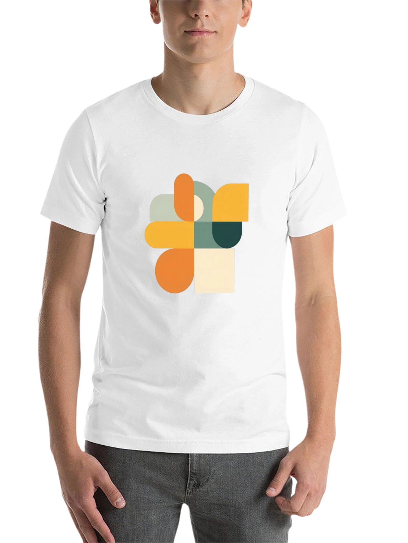 Black Modern Geometric Art Black T-Shirt view 14
