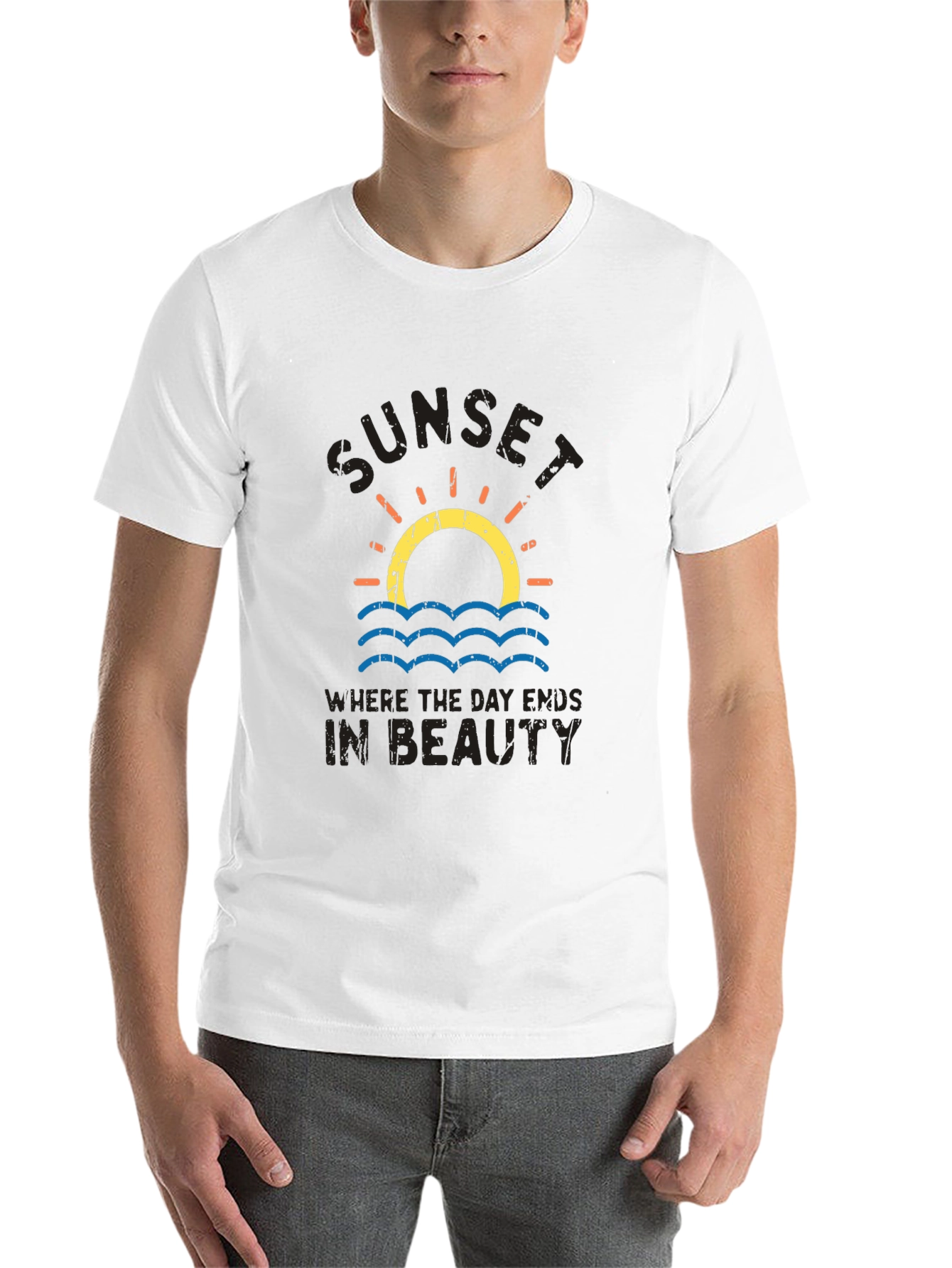 Black Sunset Beach T-Shirt - Where the Day Ends in Beauty view 14