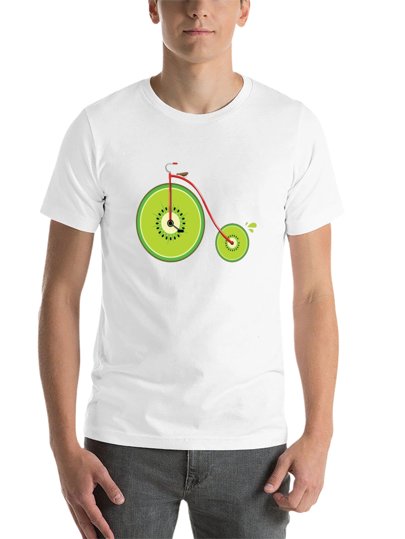 Black Kiwi Bike Graphic Tee - Quirky Fruit Bicycle Design view 14