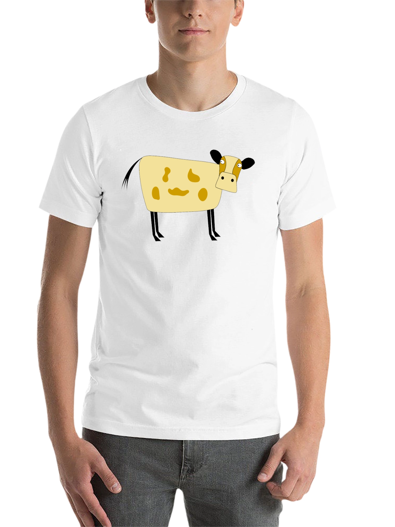 Black Cartoon Cow Black T-Shirt view 14