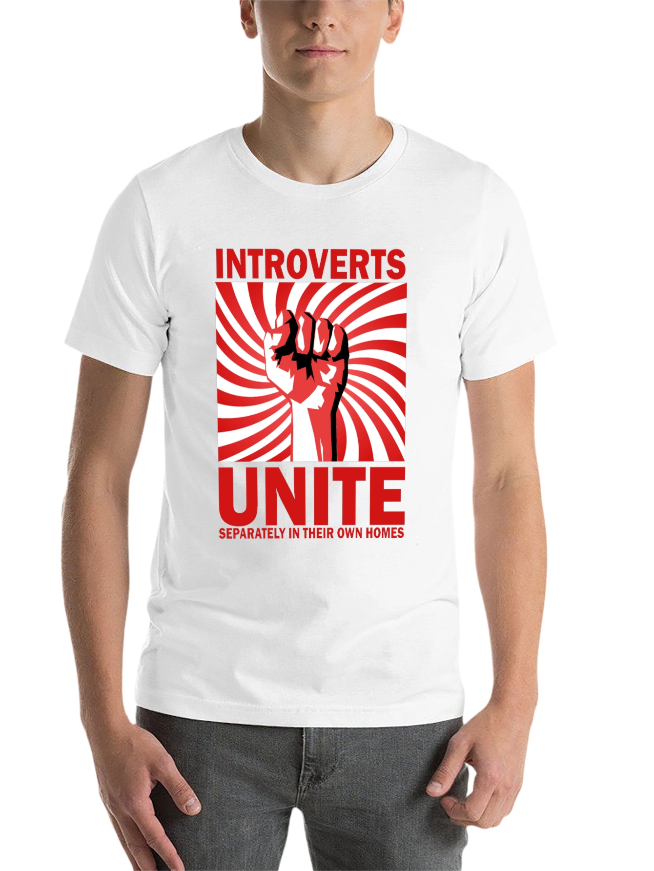 Black Introverts Unite T-Shirt - Separately in Their Own Homes view 14