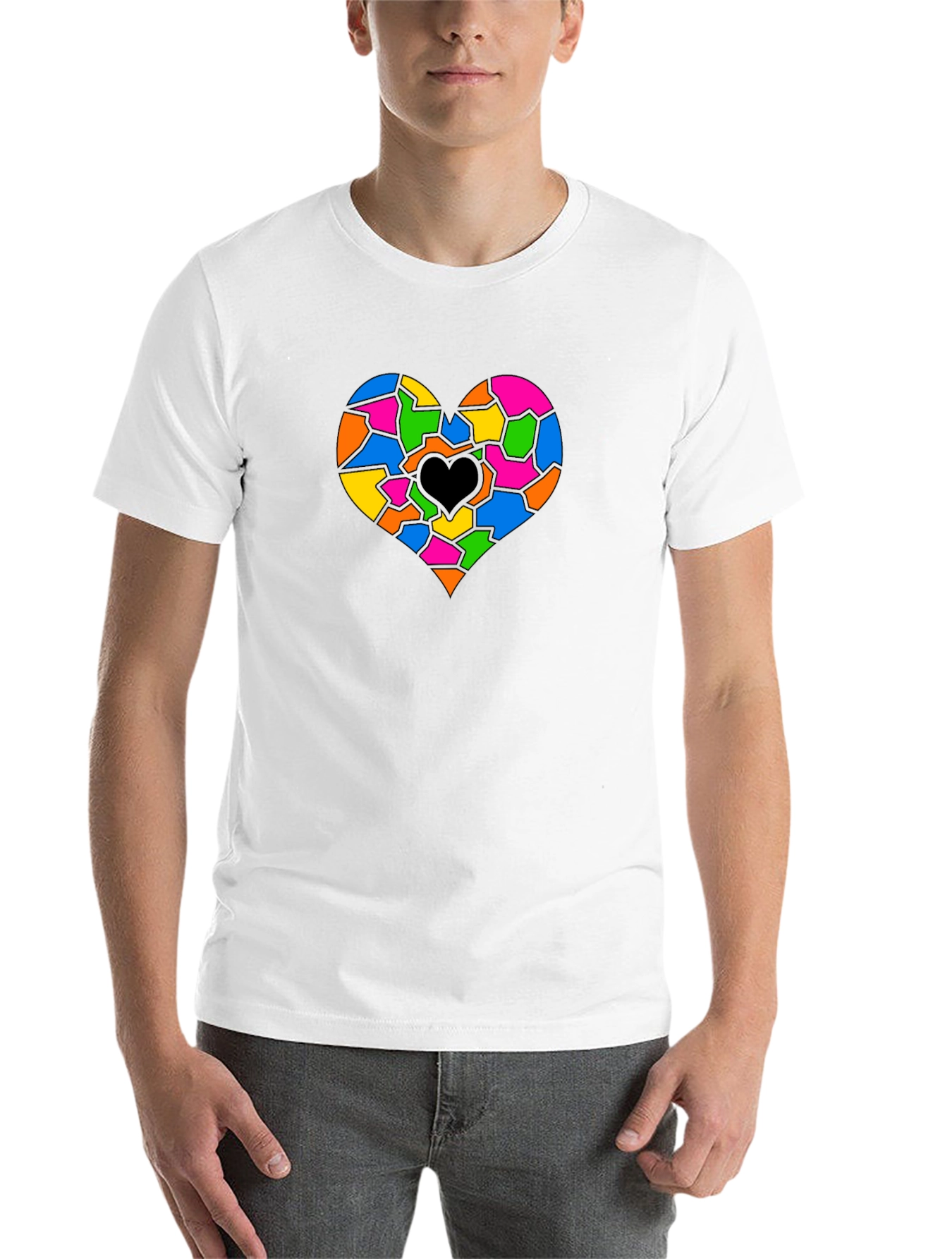 Black Colorful Broken Heart Graphic Print T-Shirt view 14