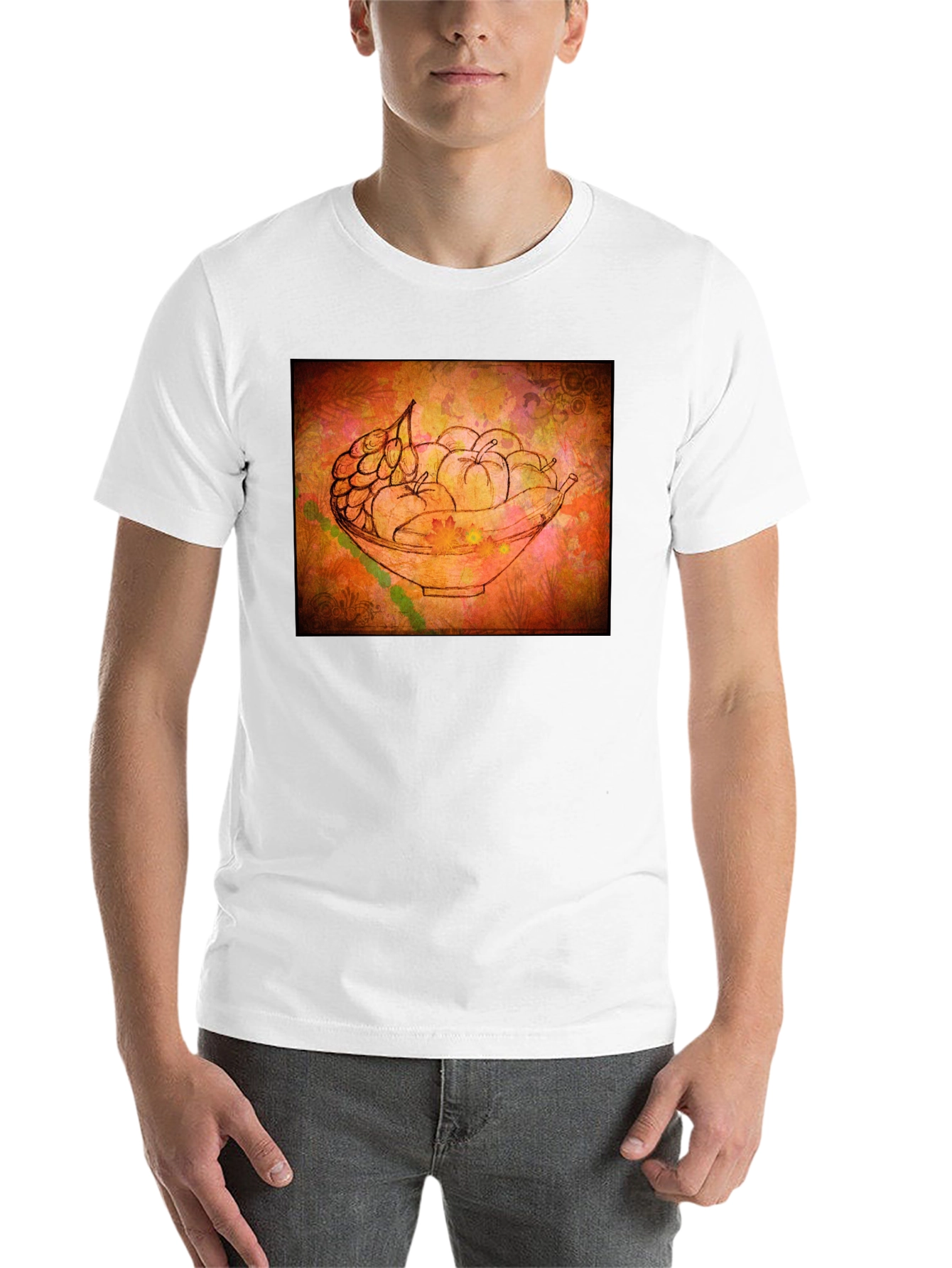 Black Fruit Bowl Graphic Tee - Artistic Black T-Shirt view 14